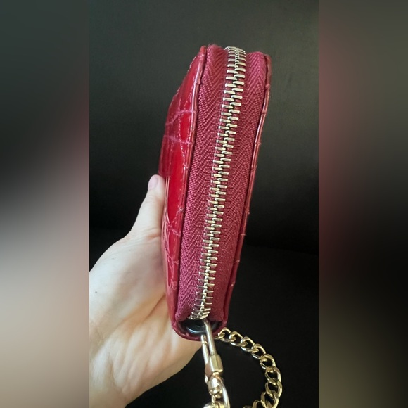 Christian Dior Red Long Zippy Wallet with Crossbody Chain - Picture 8 of 16
